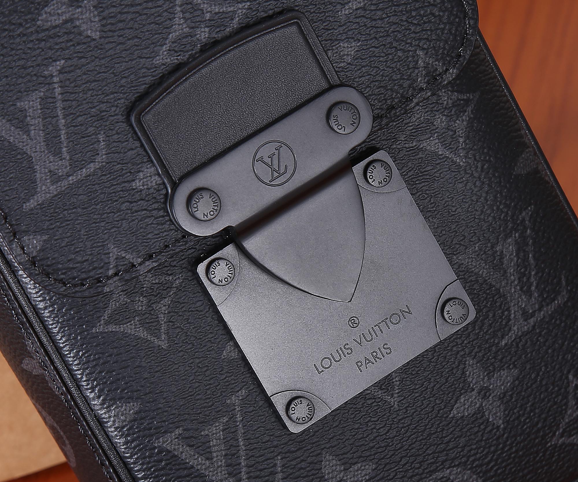 S-Lock Vertical Wearable Wallet Black Monogram Eclipse M82252