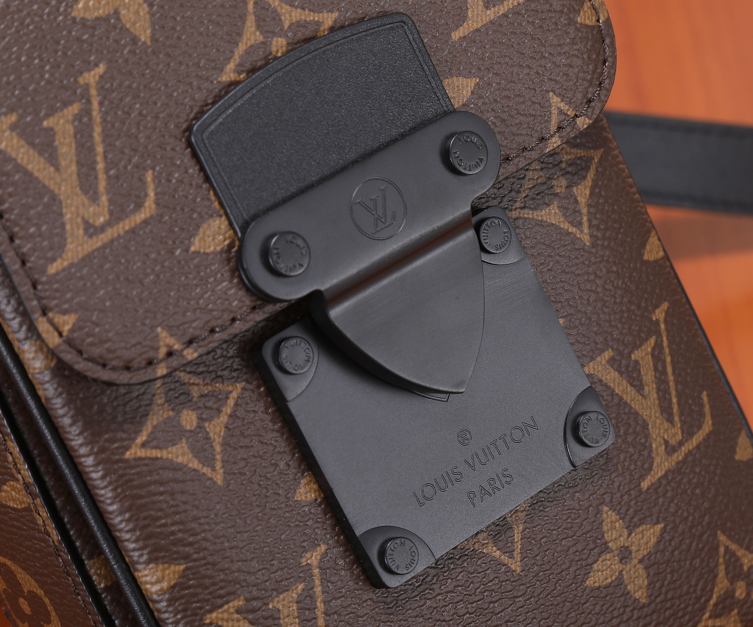 S-Lock Vertical Wearable Wallet Black Monogram Macassar M81522