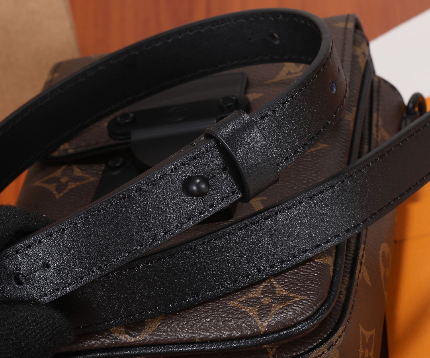 S-Lock Vertical Wearable Wallet Black Monogram Macassar M81522