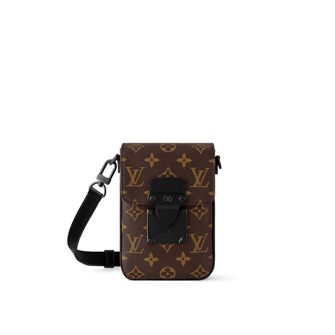 S-Lock Vertical Wearable Wallet Black Monogram Macassar M81522