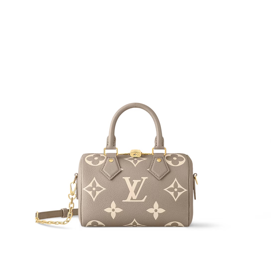 Speedy Bandoulière 20 Monogram Empreinte Leather Bicolor Tourterelle Gray / Crème Beige M46575