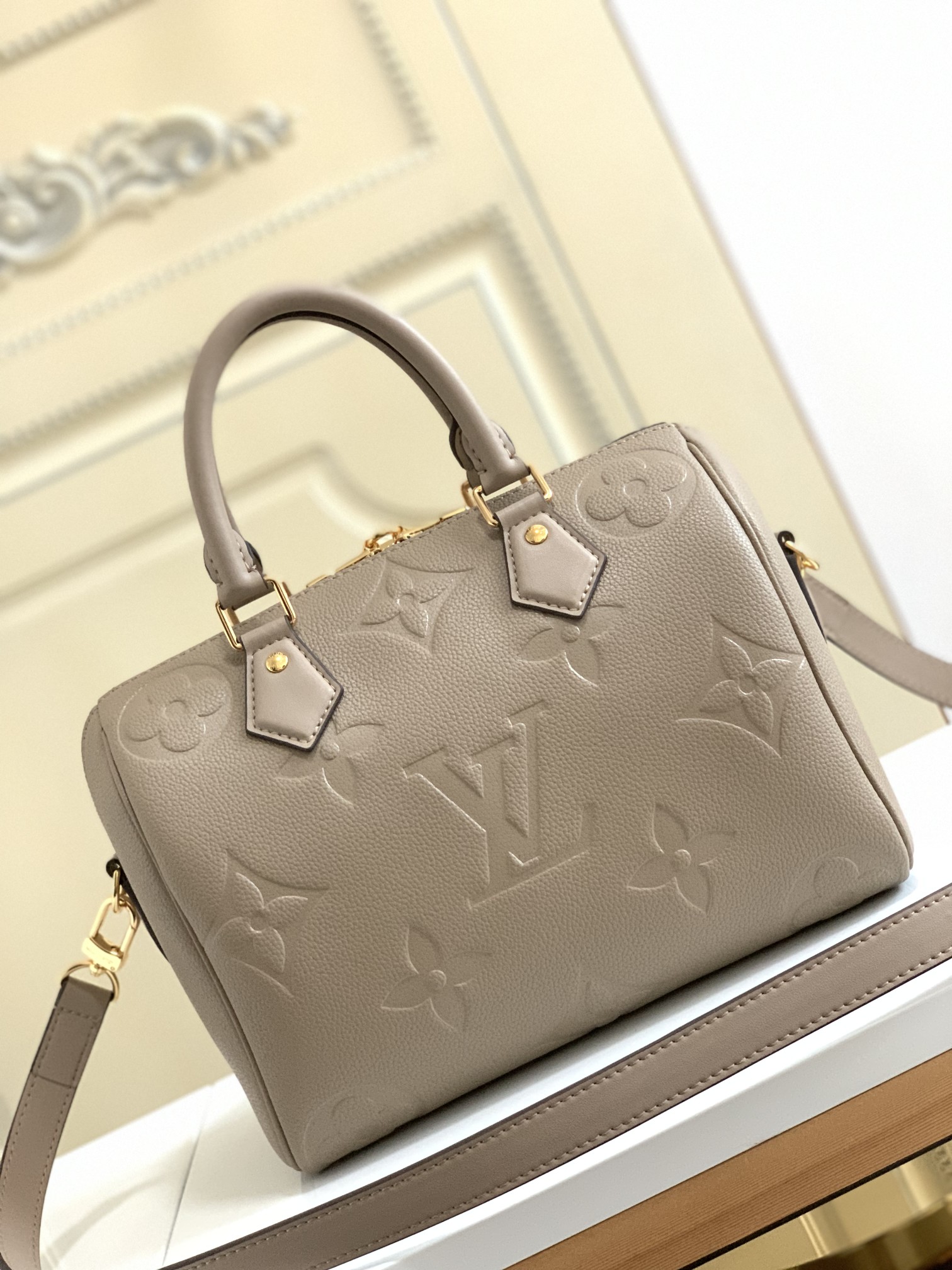 Speedy Bandoulière 25 Monogram Empreinte Leather Turtledove M59273
