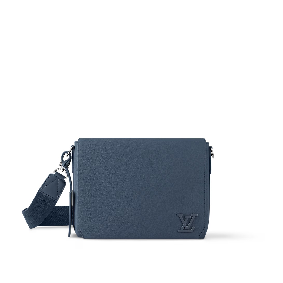 Takeoff Messenger Bag Navy Blue Aerogram Cowhide Leather M21363