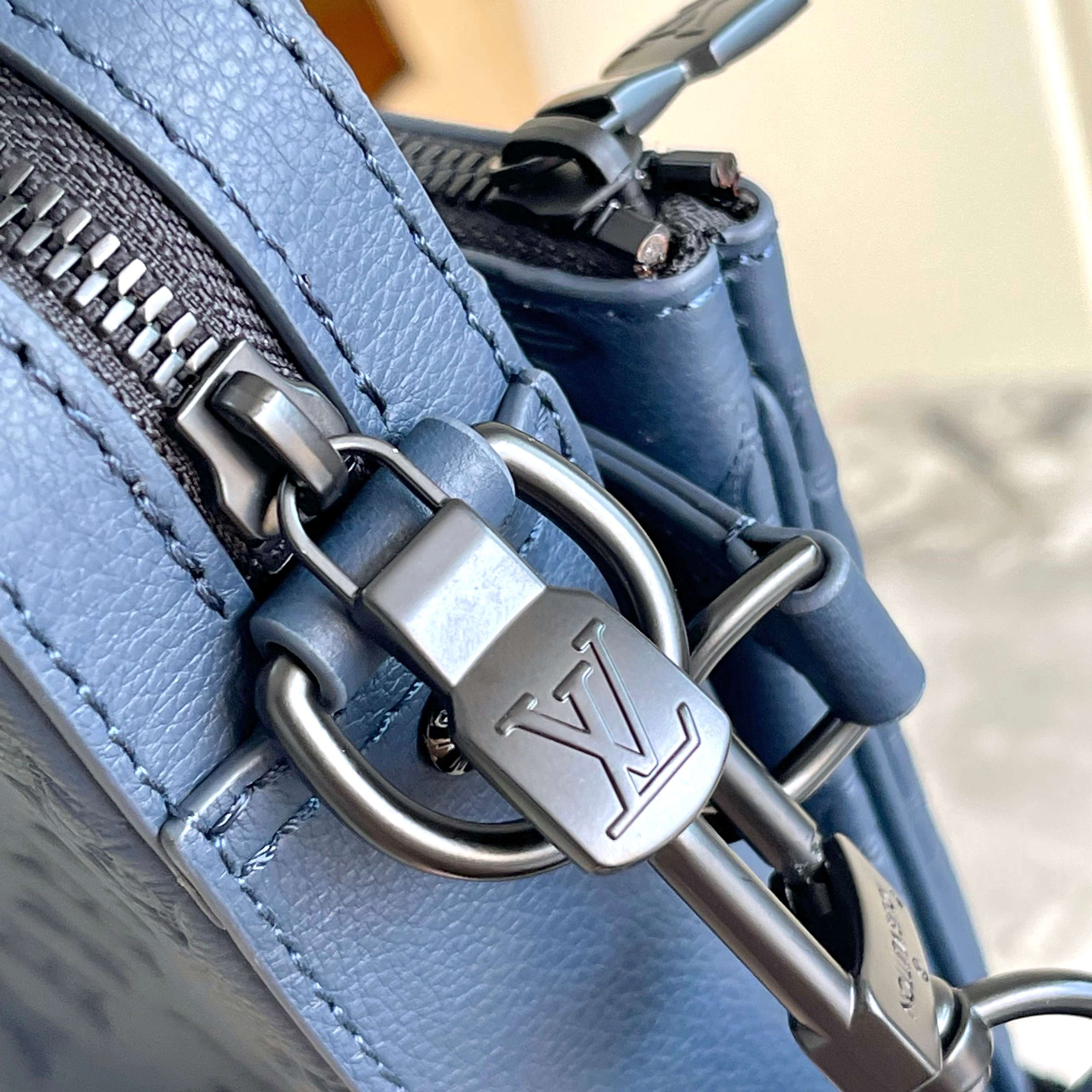 Trio Messenger Bag G65 Navy Blue Monogram Shadow M14785