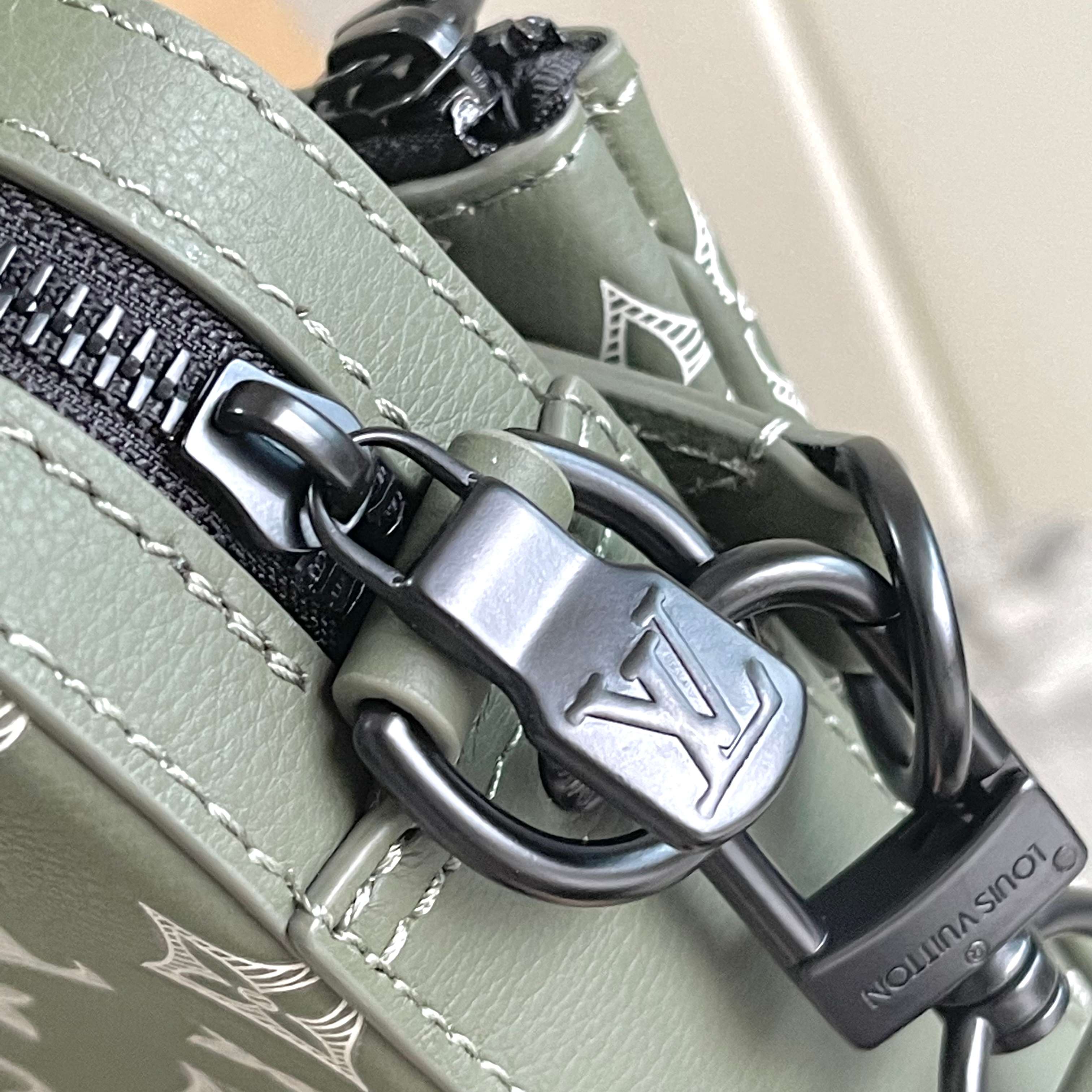 Trio Messenger Bag G65 Olive Green Monogram Shadow M12490