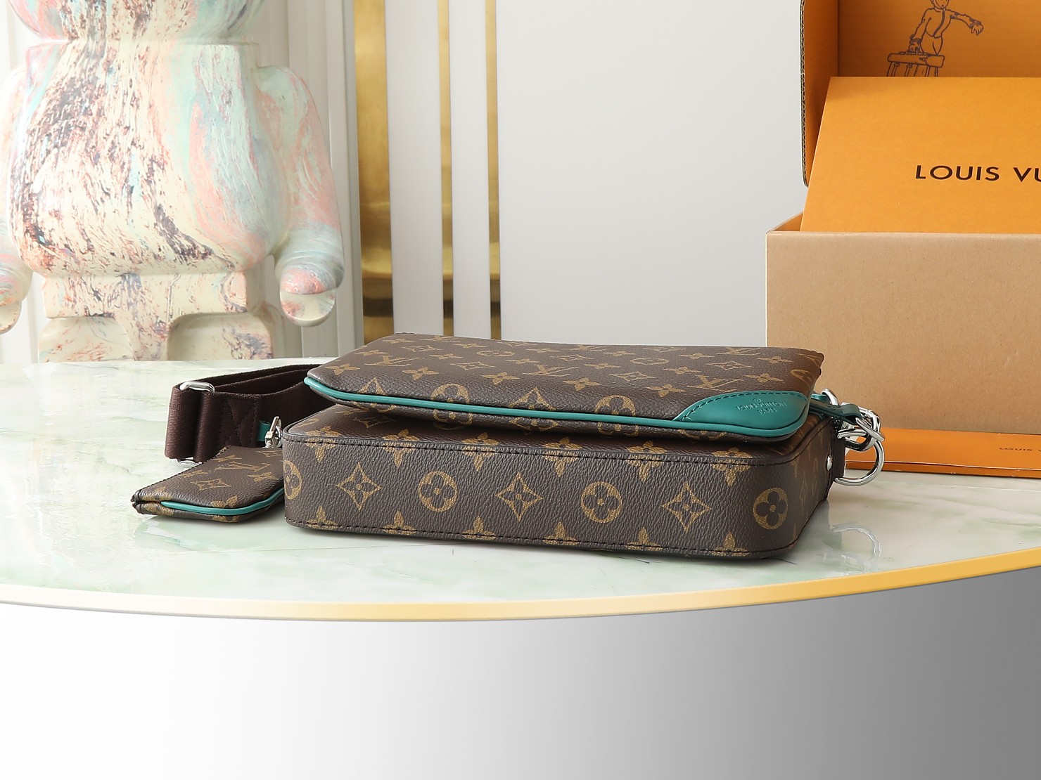 Trio Messenger Bag G73 Borneo Green Monogram Macassar Colormania M12766
