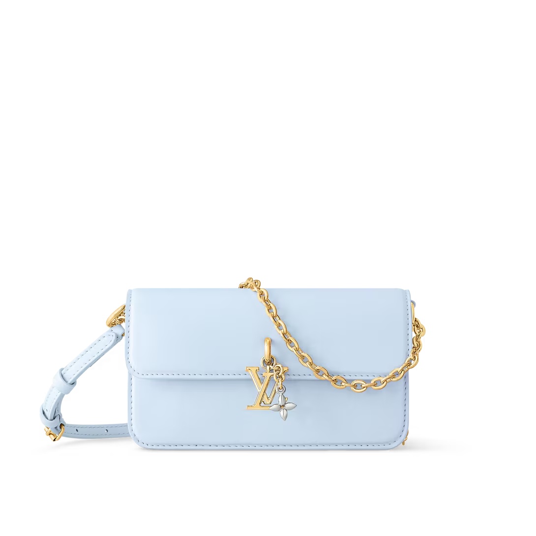 Wallet On Chain Lv Bloom Azure Blue Calfskin Leather M14564