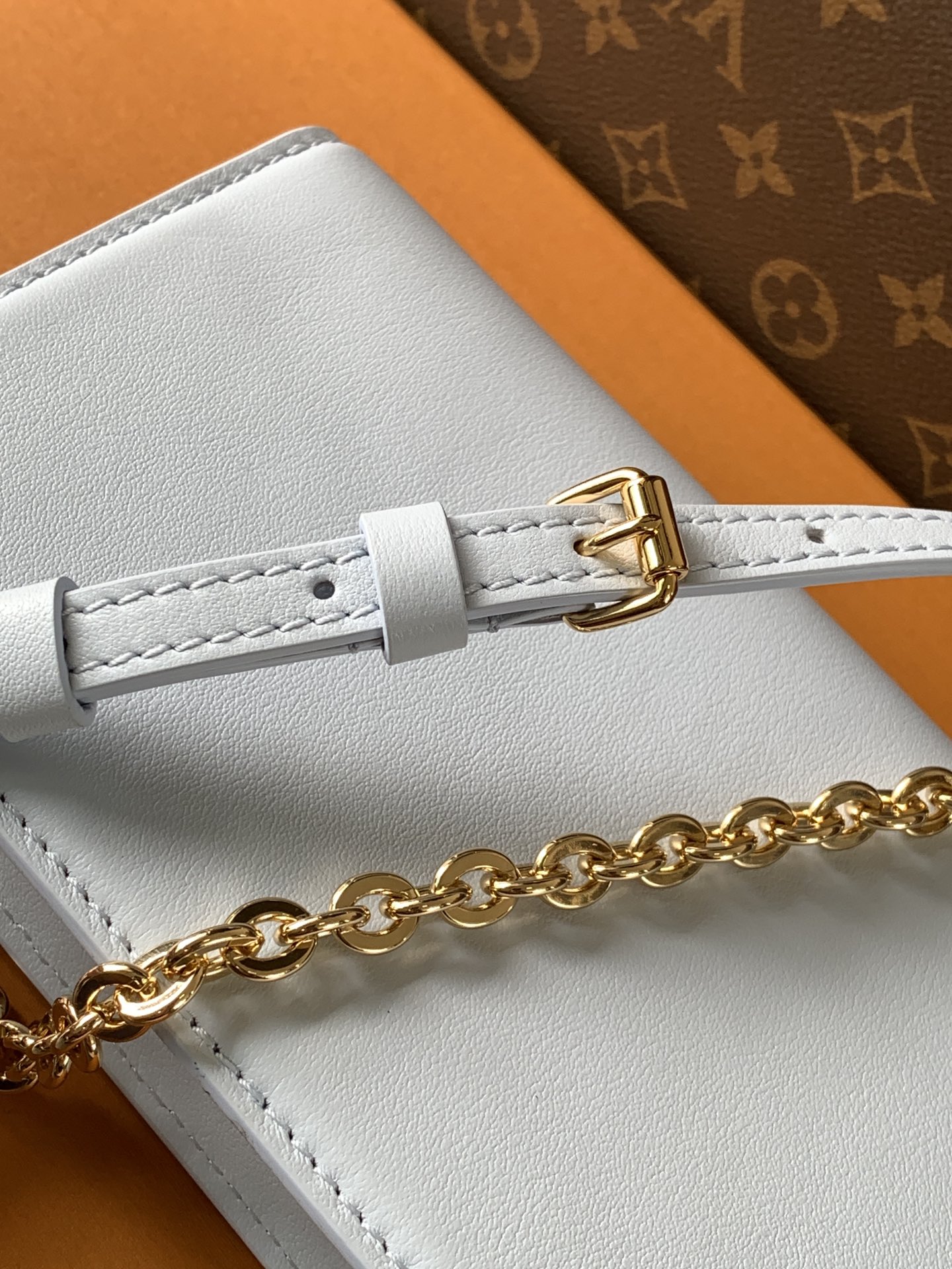 Wallet On Chain Lv Bloom Azure Blue Calfskin Leather M14564